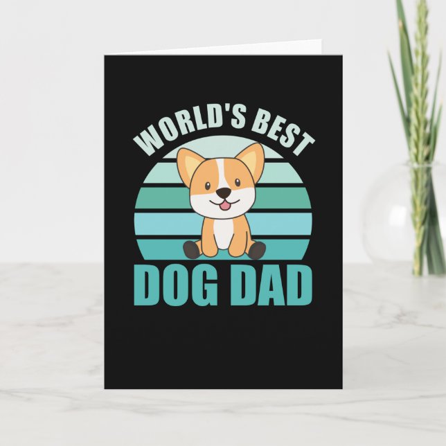 Carte Meilleur Chien Papa Doux Chien Corgi Chien Couché  (Devant)