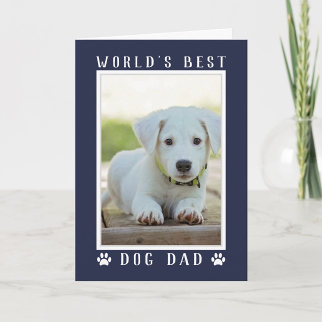 Carte Meilleur Chien Papa Photo Marine Blue Anniversaire (Devant)