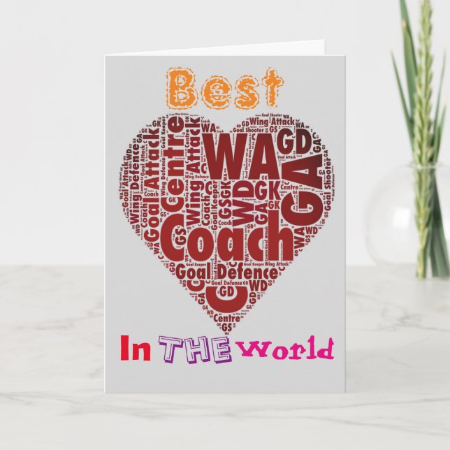 Carte Meilleur Coach Love Netball Design (Devant)