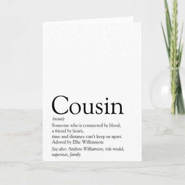 Carte Meilleur cousin du monde définition (Devant)