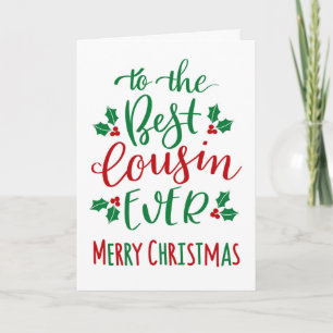 Carte Meilleur Cousin Joyeux Noël Typographie