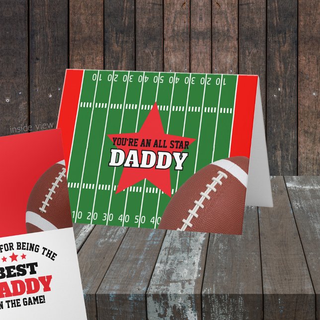 Carte Meilleur dans le jeu Cadeau personnalisé de footba (All Star Best in the Game Folding Greeting Card for Dad, Grandpa, Coach or anyone!  Great for Father)