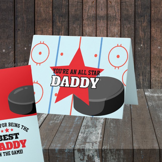 Carte Meilleur dans le jeu de hockey Cadeau personnalisé (All Star Best in the Game Folding Greeting Card for Dad, Grandpa, Coach or anyone!)
