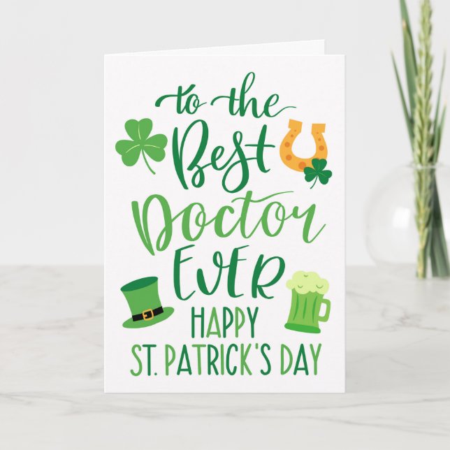 Carte Meilleur docteur Ever St Patrick's Day Typographie (Devant)