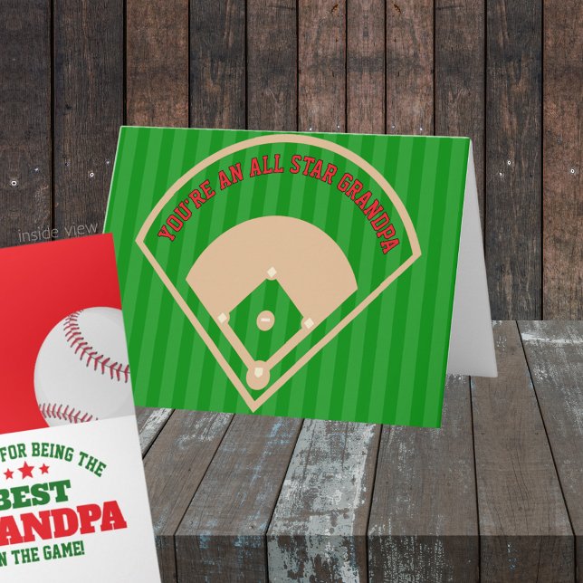 Carte Meilleur du jeu de baseball Cadeau personnalisé (All Star Best in the Game Folding Greeting Card for Dad, Grandpa, Coach or anyone! )