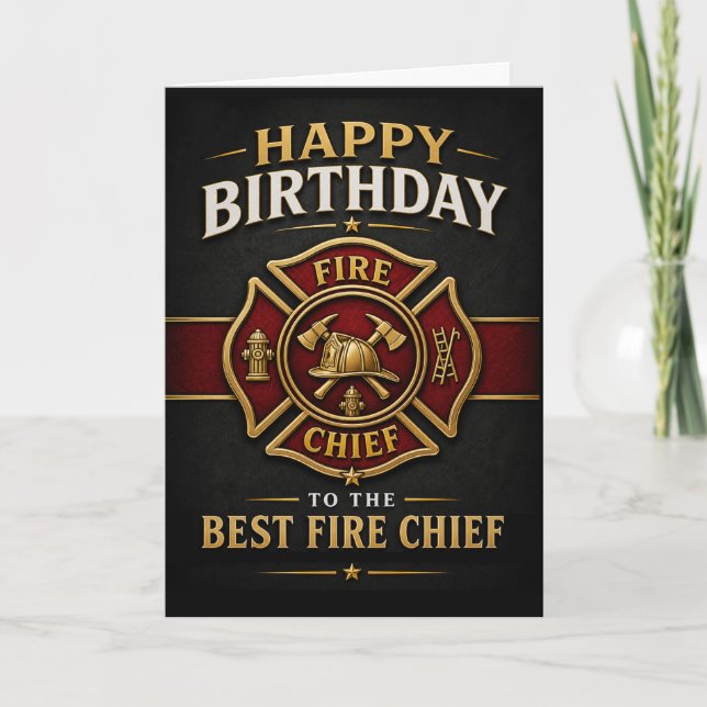 Carte Meilleur emblème de chef des pompiers pour son ann (Devant)