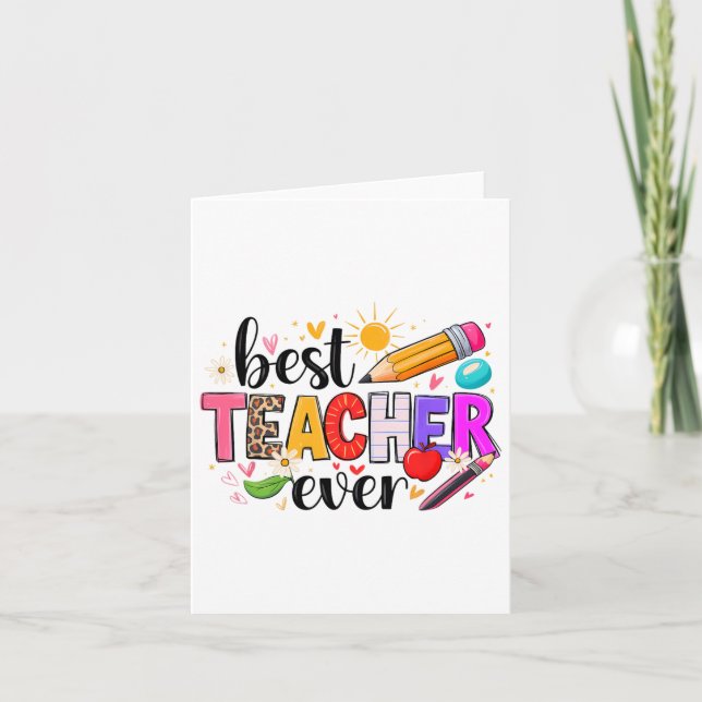 Carte Meilleur Enseignant Jamais Retour À L'École Mignon (Devant)
