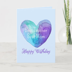 Carte Meilleur enseignant Meilleure maman Coeur Bleu Ann