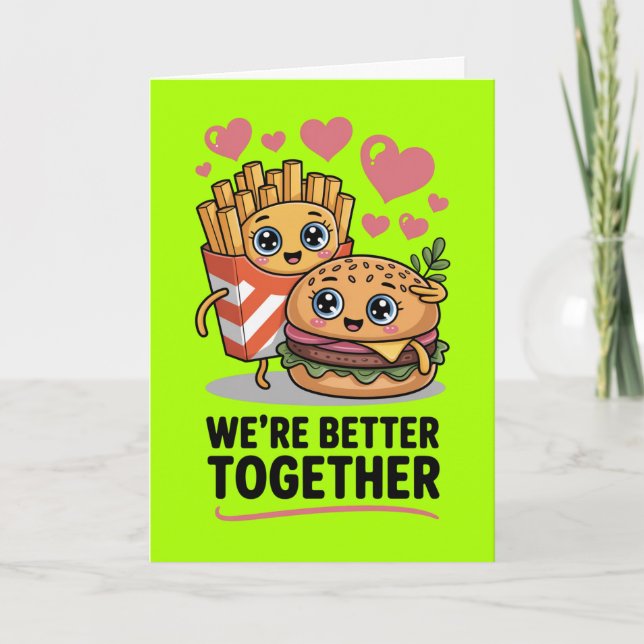 Carte Meilleur ensemble hamburger frites Saint-Valentin  (Devant)