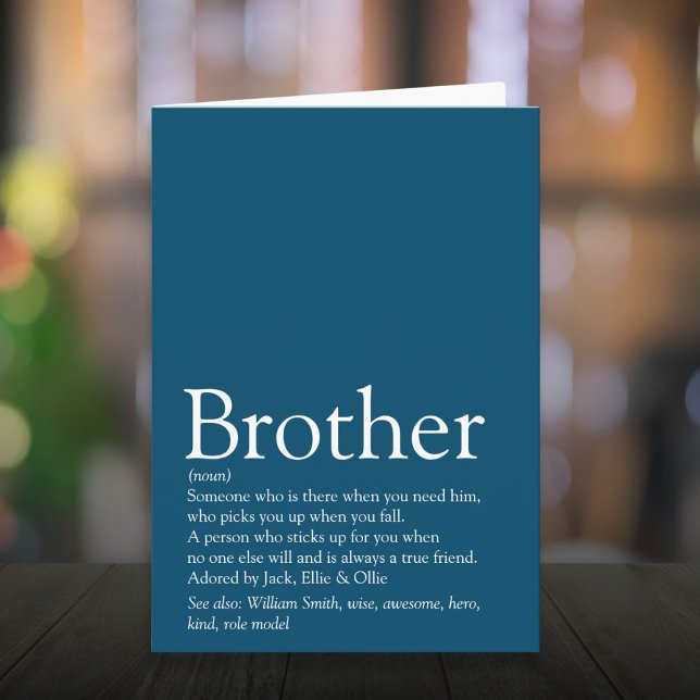 Carte Meilleur frère du monde Définition Bleu (World's Best Ever Brother Definition Blue Card)
