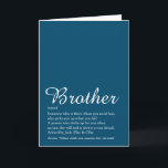 Carte Meilleur Frère du Monde Définition Script Bleu<br><div class="desc">Personnalisez pour votre frère spécial (grand ou petit) pour créer un cadeau unique. Un moyen parfait de lui montrer à quel point il est incroyable chaque jour. Conçu par Thisisnotme©</div>