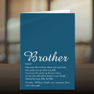 Carte Meilleur frère du monde définition script bleu