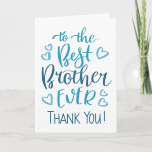 Carte Meilleur Frère Ever Merci Typographie en Bleu