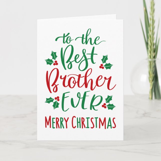 Carte Meilleur Frère Joyeux Noël Typographie (Devant)