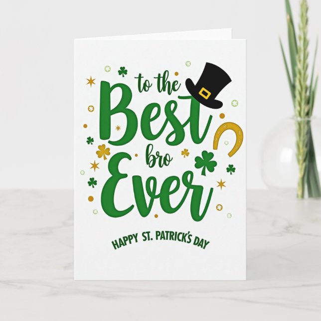 Carte Meilleur Frère Shamrock Vert (Devant)