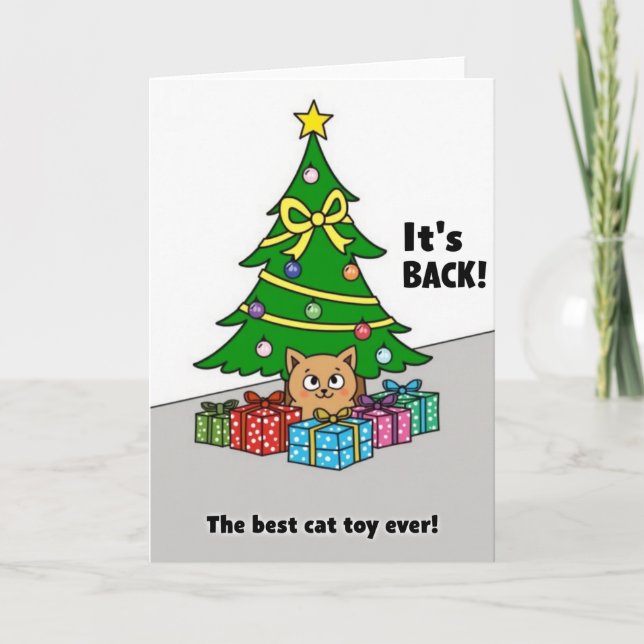 Carte Meilleur Jouet pour Chat de Sapin de Noël (Devant)