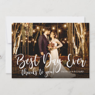 Carte Meilleur jour Élégant Photo Mariage Merci