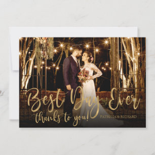 Carte Meilleur jour jamais Script Or Photo Mariage Merci