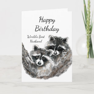 Carte Meilleur Mari du monde Anniversaire Cute Raccoon A