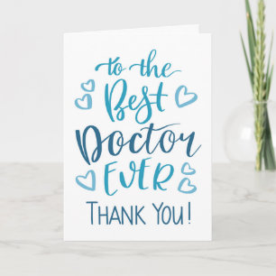 Carte Meilleur Médecin Ever Merci Typographie en Bleu