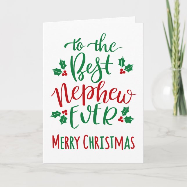 Carte Meilleur Nephew Joyeux Noël Typographie (Devant)