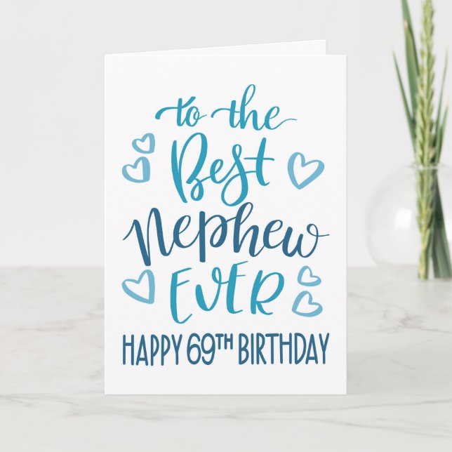 Carte Meilleur Neveu Ever 69e Anniversaire Typographie e (Devant)