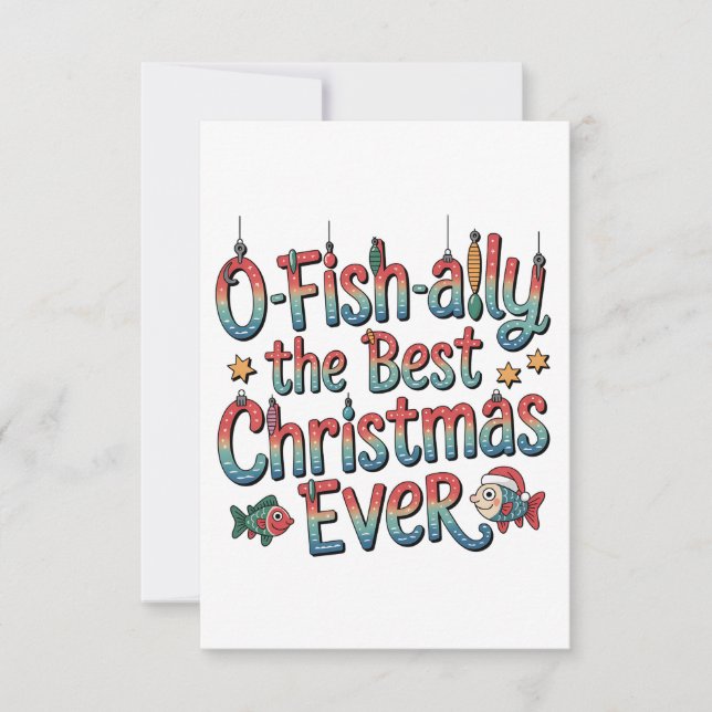 Carte Meilleur Noël de pêche Offishally Ever  (Devant)