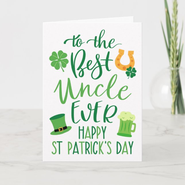 Carte Meilleur oncle jamais St Patrick's Day Typographie (Devant)