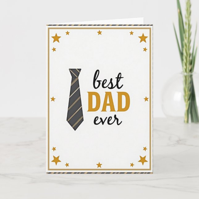 Carte Meilleur Papa avec Ruban Doré (Devant)