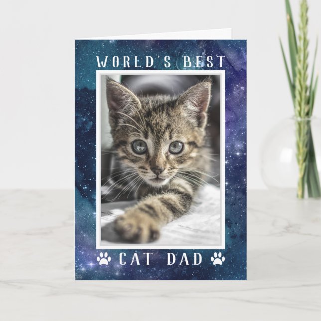 Carte Meilleur Papa Chat du Monde Photo Espace Fête des  (Devant)