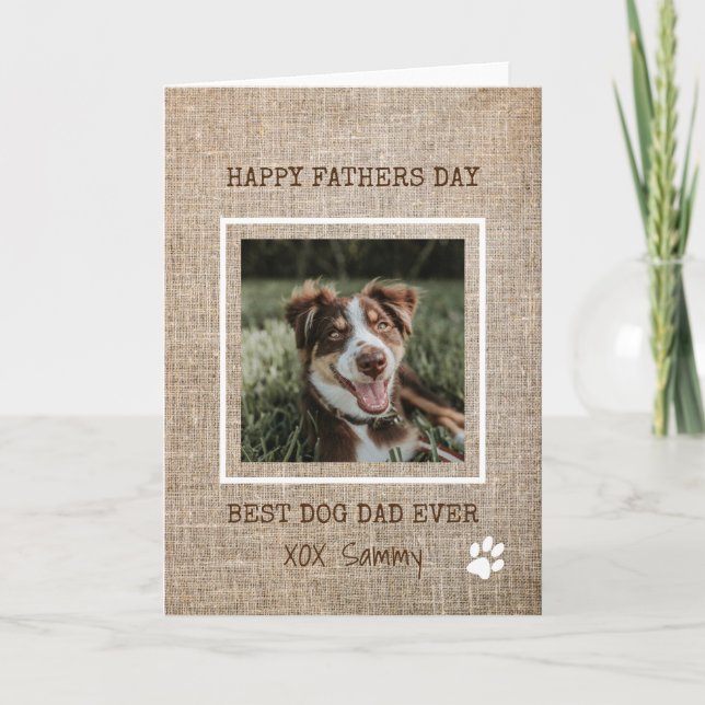 Carte Meilleur Papa Chien Ever Toile de jute Photo Fête  (Devant)