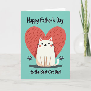 Carte Meilleur Papa de Chat avec Cœur Turquoise
