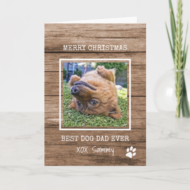 Carte Meilleur Papa de Chien Photo Joyeux Noël (Devant)