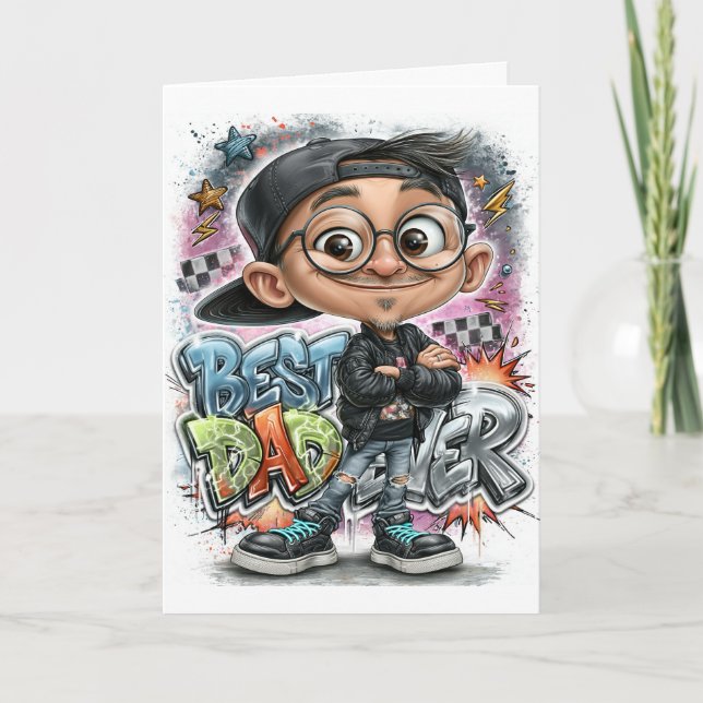 Carte Meilleur Papa de Tous les Temps Graffiti (Devant)