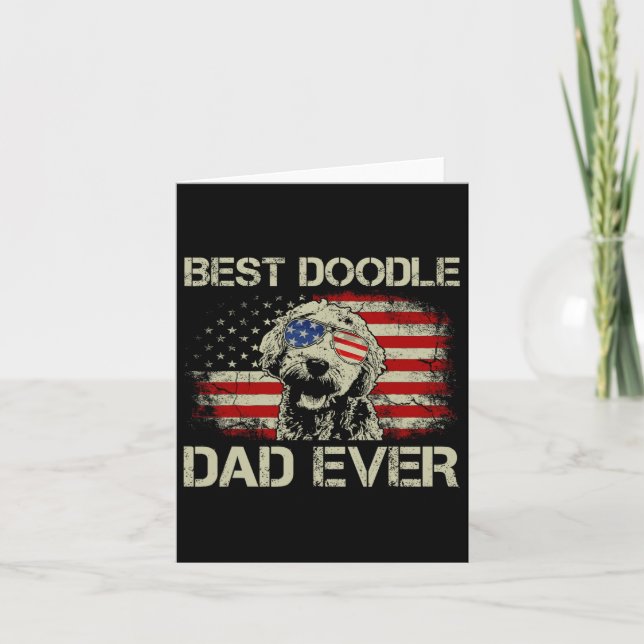 Carte Meilleur Papa Doodle Goldendoodle 4 Juillet Cadeau (Devant)