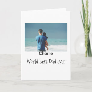 Carte meilleur papa du monde photo nom date simple pères