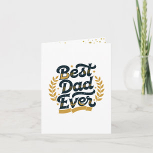 Carte Meilleur Papa Élégant Or Laurier Vintage Félicitat