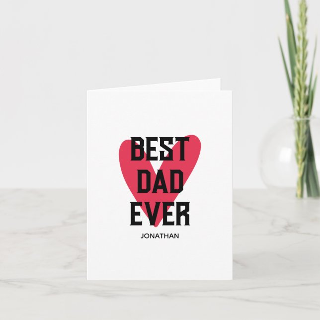 Carte Meilleur Papa Ever Cœur Rose Fête des Pères (Devant)