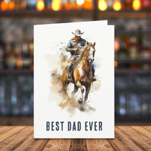 Carte Meilleur papa jamais   Fête des pères Cheval Cowbo