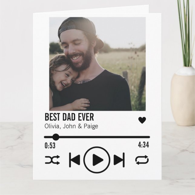 Carte Meilleur Papa Jamais Personnalisé Photo Chanson Pl (Devant)