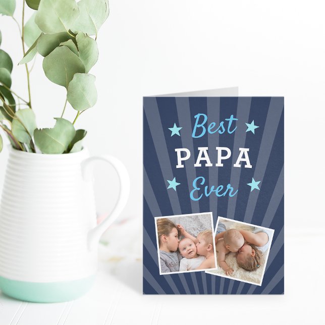 Carte Meilleur Papa jamais | Photo Fête des pères (Custom photo Father's Day card for Papa)