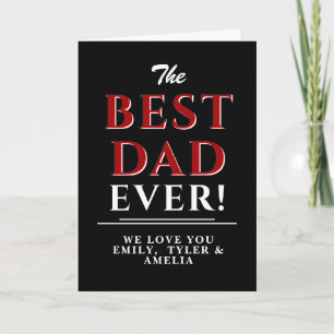 Carte Meilleur Papa Noir Moderne Typographie Rouge Fête