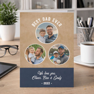 Carte Meilleur Papa Rustique 3 Photos Cadeau Fête des Pè