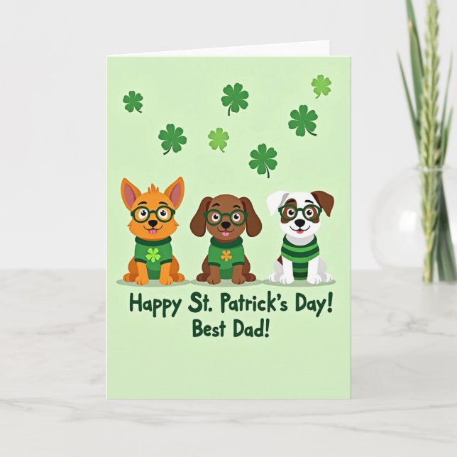 Carte Meilleur Papa Shamrock Puppy (Devant)