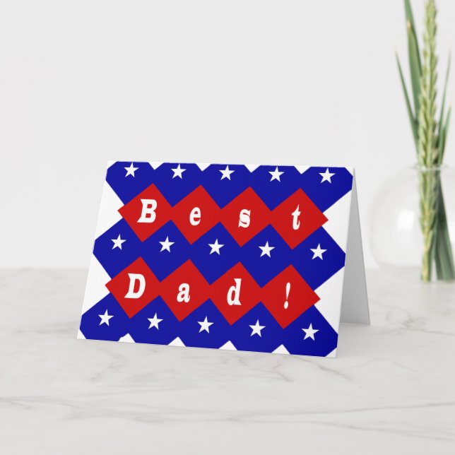 Carte Meilleur papa Stars & Diamonds Typographie Rouge & (Devant)