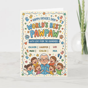 Carte Meilleur Papy du Monde Noms Personnalisés Petits-E