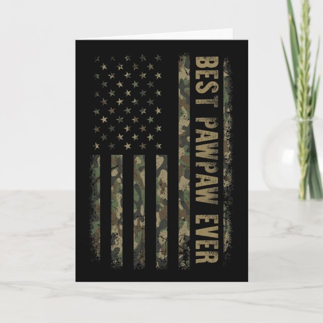 Carte Meilleur Papy Ever Camouflage Drapeau Américain Fê (Devant)