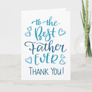 Carte Meilleur Père Merci Typographie en bleu