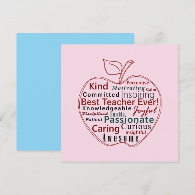 Carte Meilleur Professeur de Tous les Temps Cadeau de Re (Devant / Derrière)