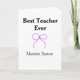 Carte Meilleur professeur jamais ruban violet nom appréc